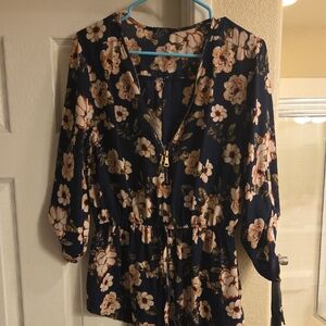 Rue21 Navy Floral Blouse